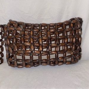 Mango Beaded Wood Mini Crossbody Statement Bag